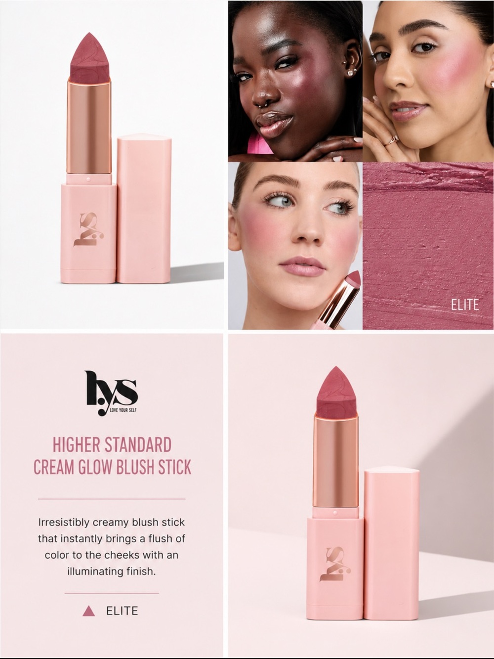 Lys Elite Higher Standard Cream Glow Blush Stick — Elite Pink